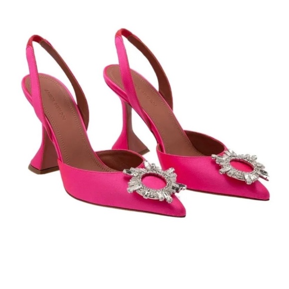 AMINA MUADDI SATIN PINK BEGUM SLINGBACK HEELS SIZE 40 - Picture 1 of 6